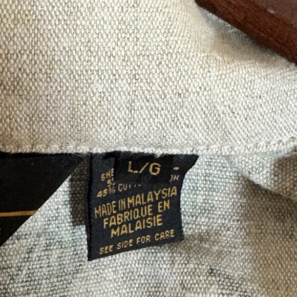 VINTAGE Eddie Bauer Floral Pattern Chore Shirt Jacket Womens Linen Work Coat Lrg - Picture 7 of 8